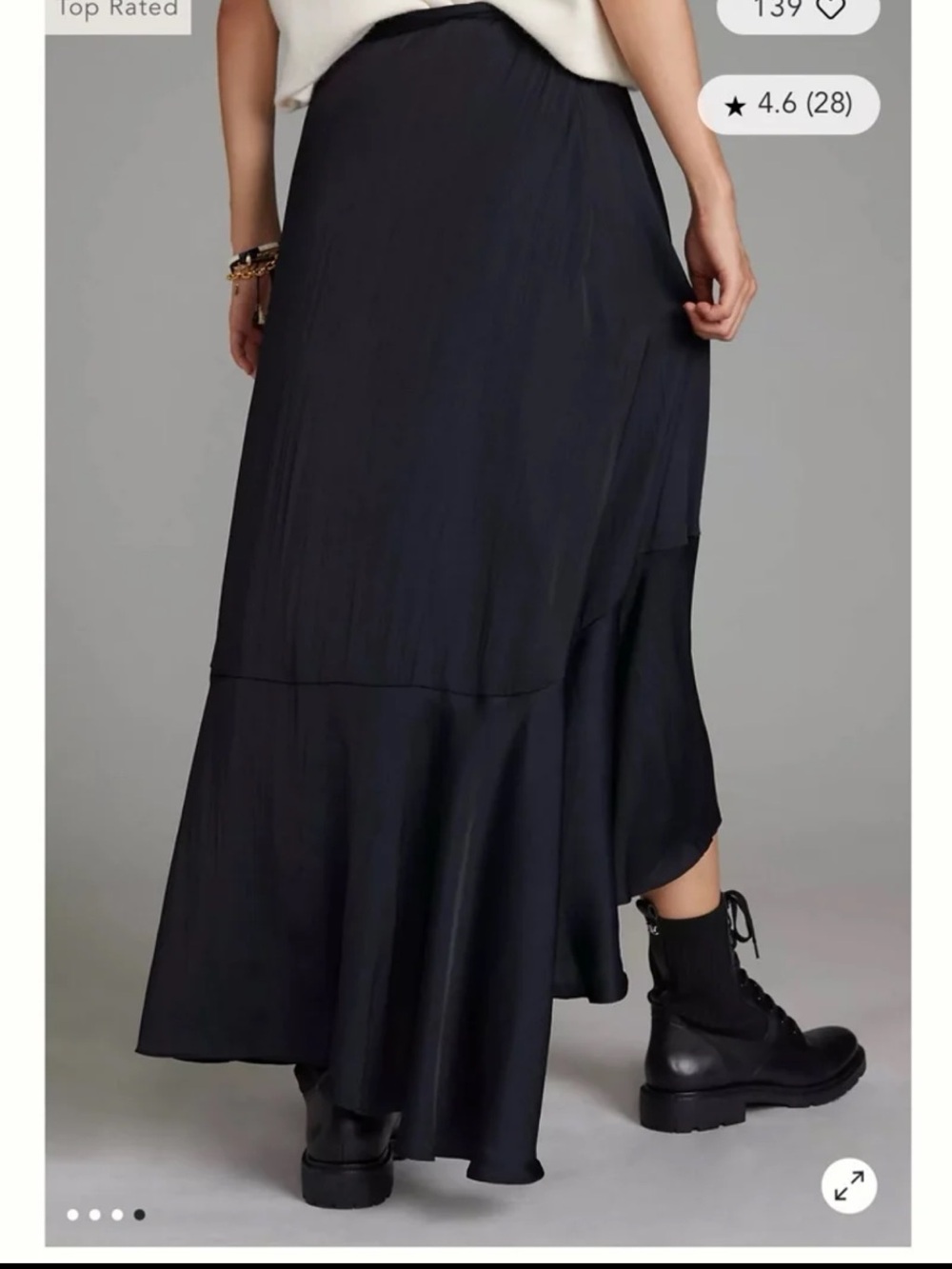 Anthropologie Maeve Ruffle Wrap Midi Skirt in Black Size Medium - Picture 4 of 12